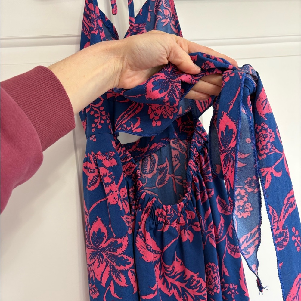 Purple and Pink Print Summer Halter Maxi Dress - Picture 4 of 5
